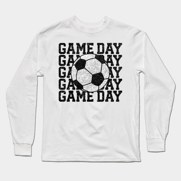 Game Day Silver Glitter Soccer Ball Long Sleeve T-Shirt by Hobbybox